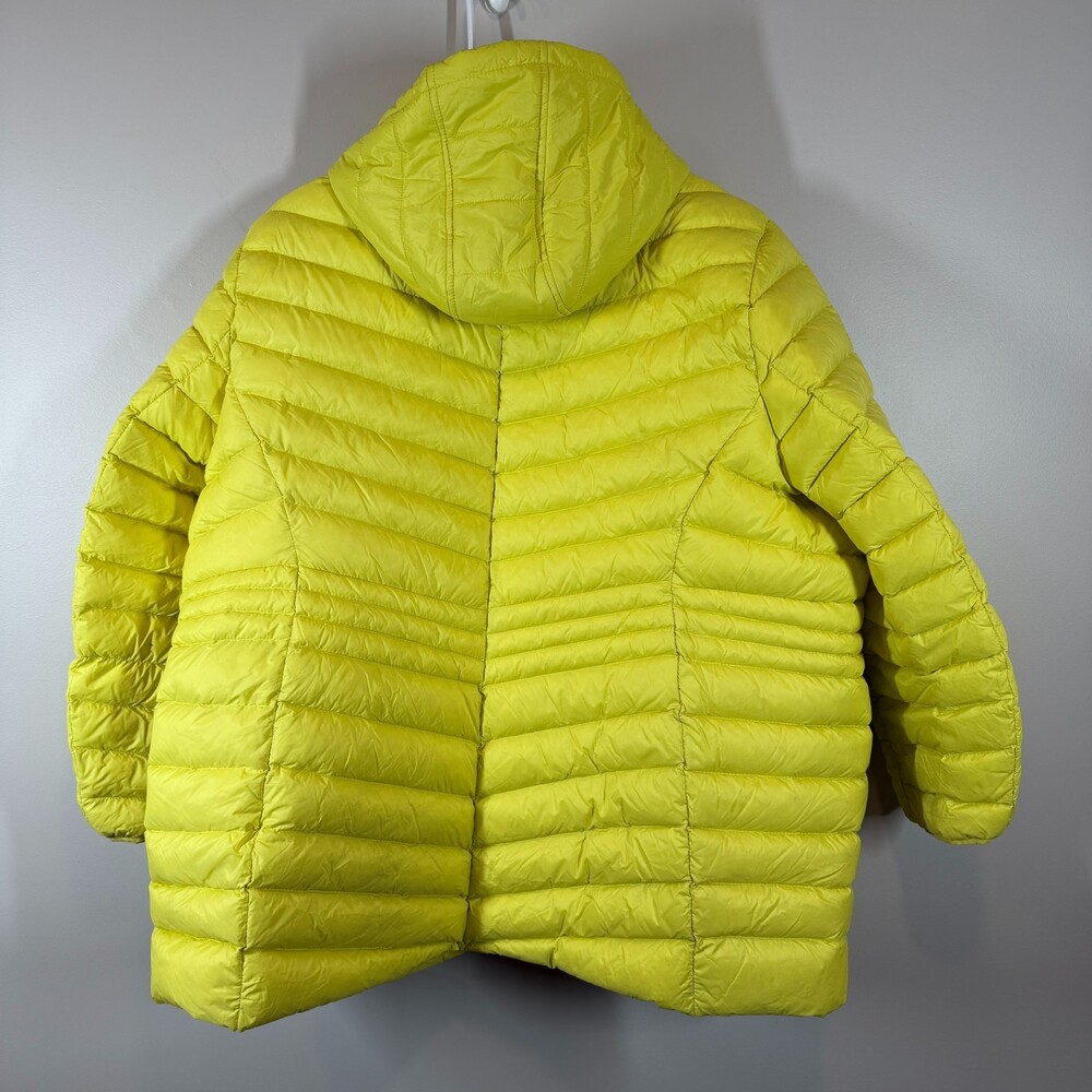 Lands' End Womens 3X 24W-26W Yellow Down Puffer Jacket Hooded Quilted - Picture 7 of 12